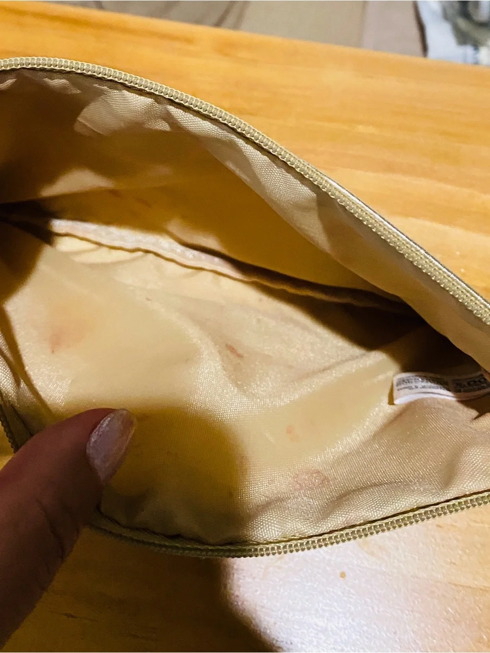 2- Gold Tone Metallic Women's Zip Clutch Bag